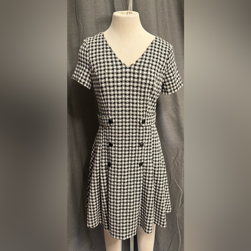 NWT DKNY GINGHAM FIT AND FLARE DRESS size 4 [🟢-4]